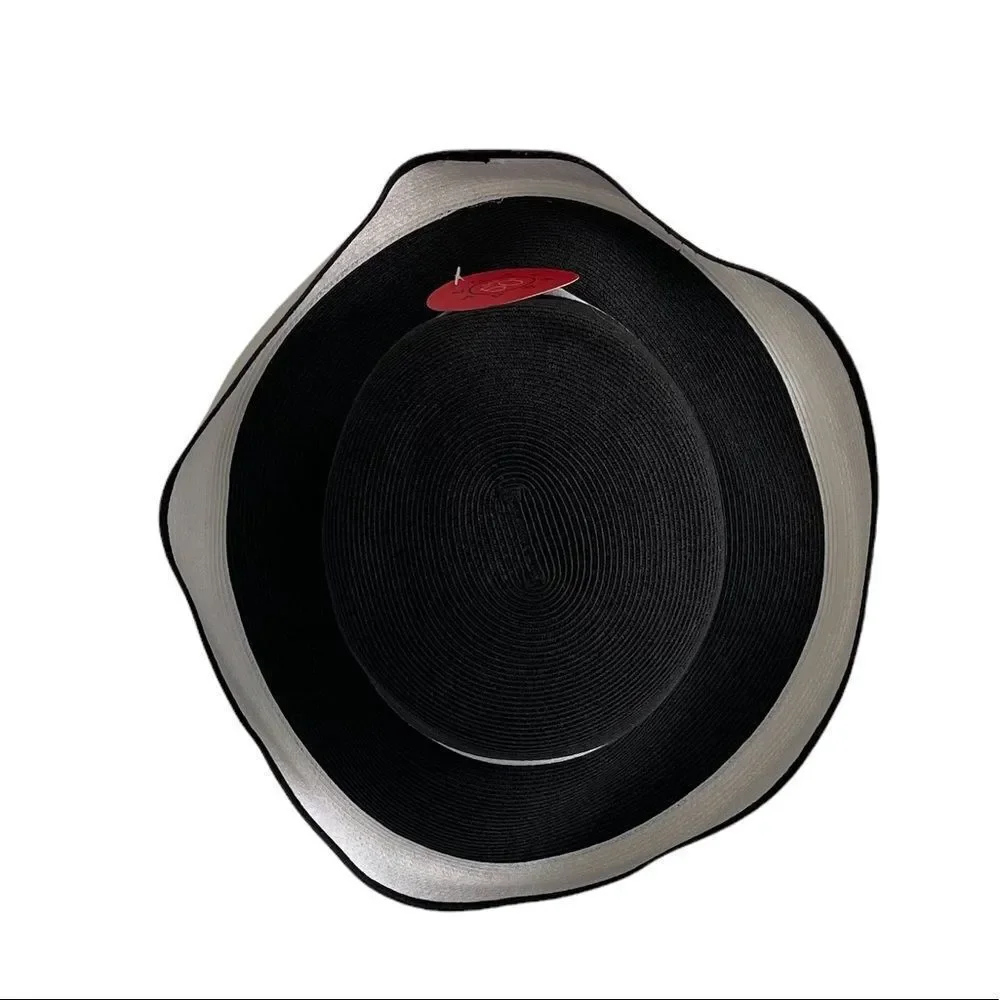 CANADIAN HAT Wide Brim Claire Sun Hat With UPF 50+ Black With White One Size